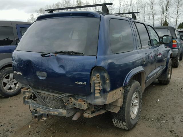 1B4HS28ZXYF155012 - 2000 DODGE DURANGO BLUE photo 4