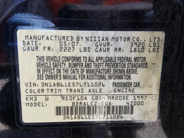 3N1AB61E57L711026 - 2007 NISSAN SENTRA 2.0 BLACK photo 10