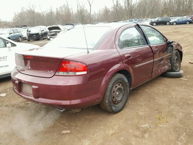 1C3EL46U91N542432 - 2001 CHRYSLER SEBRING LX BURGUNDY photo 4