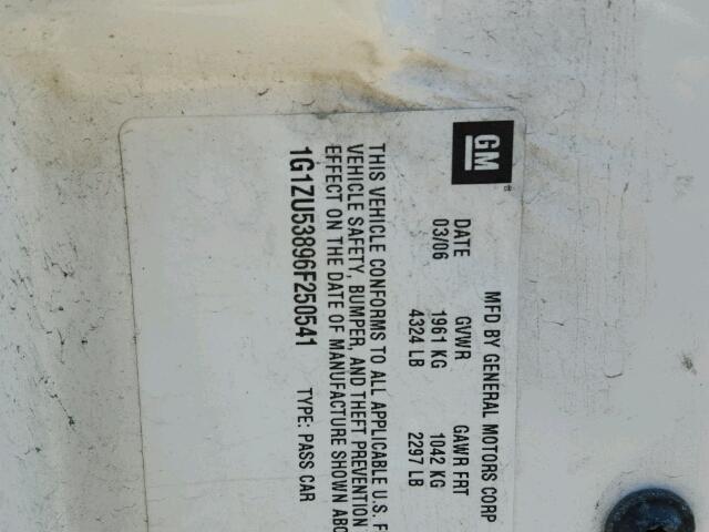 1G1ZU53896F250541 - 2006 CHEVROLET MALIBU LTZ 白色 照片 10