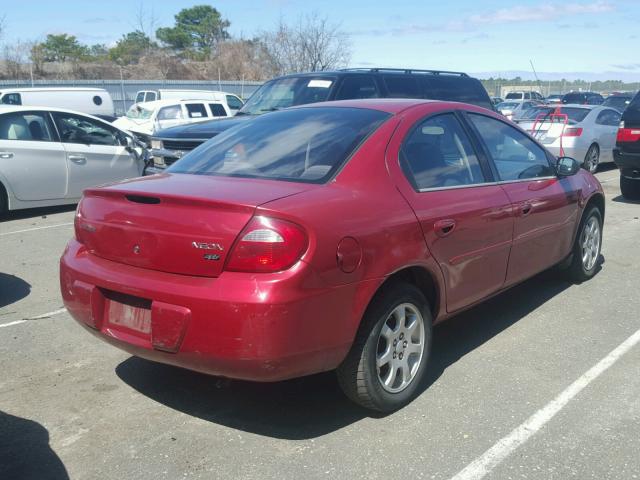 1B3ES56C85D230305 - 2005 DODGE NEON SXT RED photo 4