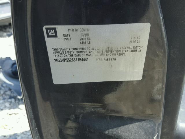 2G2WP552681154441 - 2008 PONTIAC GRAND PRIX CHARCOAL photo 10