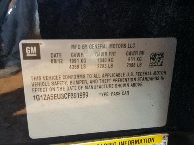 1G1ZA5EU3CF391989 - 2012 CHEVROLET MALIBU LS GRAY photo 10