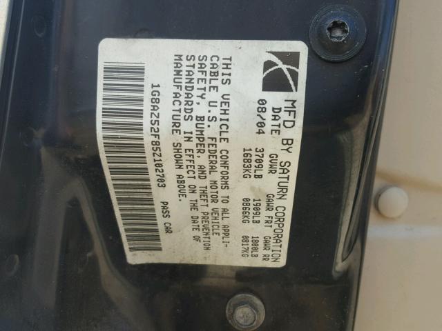 1G8AZ52F85Z102703 - 2005 SATURN ION LEVEL GOLD photo 10