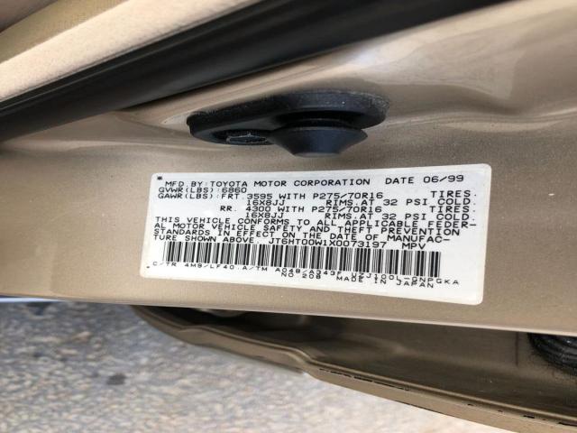 JT6HT00W1X0073197 - 1999 LEXUS LX 470 TAN photo 9