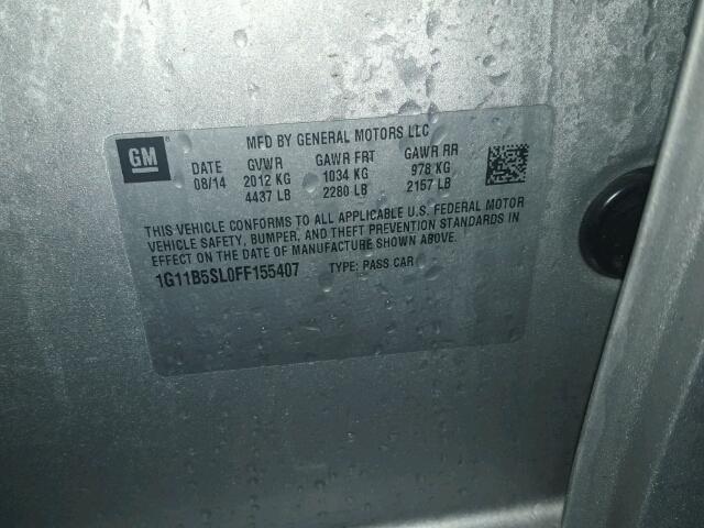 1G11B5SL0FF155407 - 2015 CHEVROLET MALIBU LS SILVER photo 10