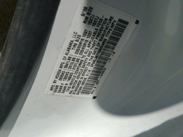 5FNRL38779B004899 - 2009 HONDA ODYSSEY EX WHITE photo 10