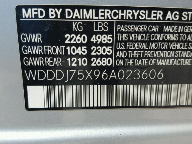 WDDDJ75X96A023606 - 2006 MERCEDES-BENZ CLS 500C SILVER photo 10