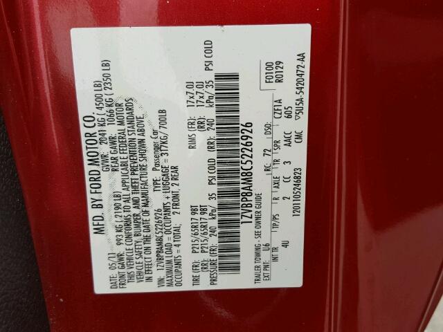 1ZVBP8AM8C5226926 - 2012 FORD MUSTANG RED photo 10