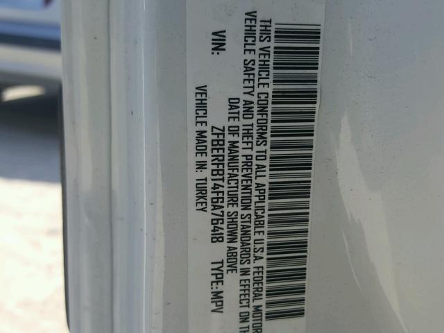 ZFBERFBT4F6A76418 - 2015 RAM PROMASTER WHITE photo 10