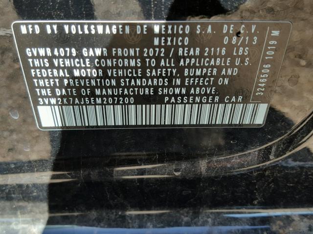 3VW2K7AJ5EM207200 - 2014 VOLKSWAGEN JETTA BASE 黑色 照片 10