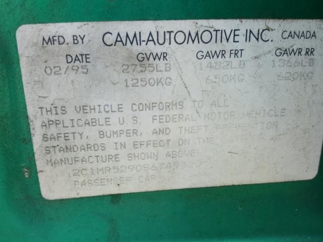 2C1MR5290S6749520 - 1995 GEO METRO BASE GREEN photo 10