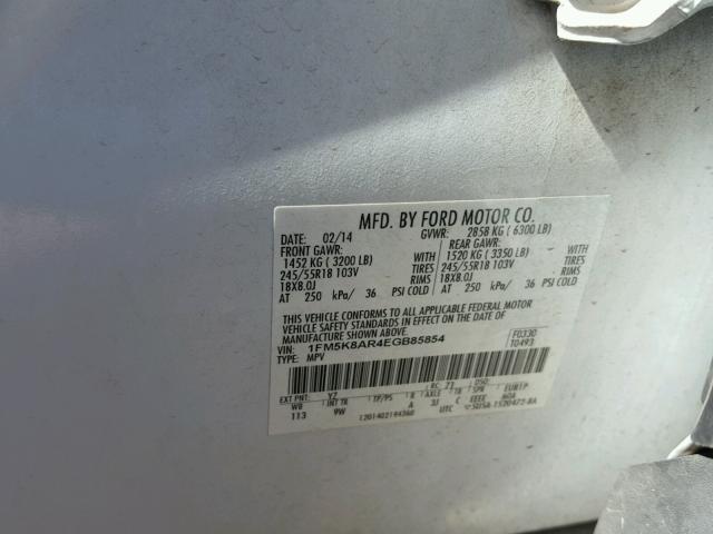 1FM5K8AR4EGB85854 - 2014 FORD EXPLORER P WHITE photo 10