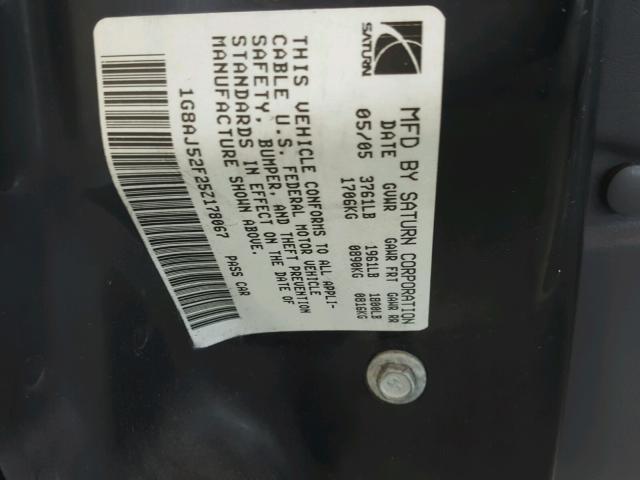 1G8AJ52F25Z178067 - 2005 SATURN ION LEVEL GRAY photo 10