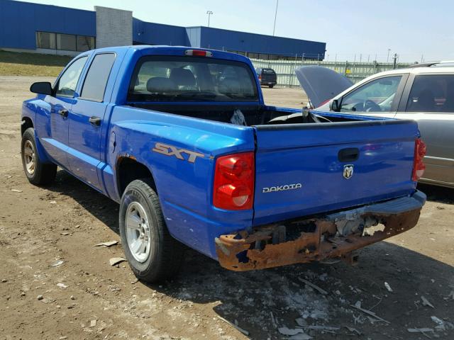 1D7HE38K58S506375 - 2008 DODGE DAKOTA SXT BLUE photo 3