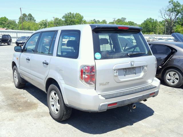 5FNYF28136B033448 - 2006 HONDA PILOT LX SILVER photo 3