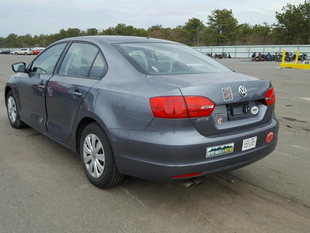 3VW2K7AJ9EM428332 - 2014 VOLKSWAGEN JETTA BASE GRAY photo 3