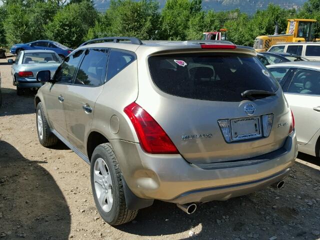 JN8AZ08W55W440906 - 2005 NISSAN MURANO SL GOLD photo 3