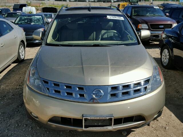 JN8AZ08W55W440906 - 2005 NISSAN MURANO SL GOLD photo 9