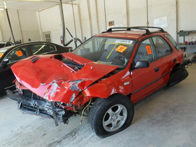 JF1GF2444PG804251 - 1993 SUBARU IMPREZA L RED photo 2