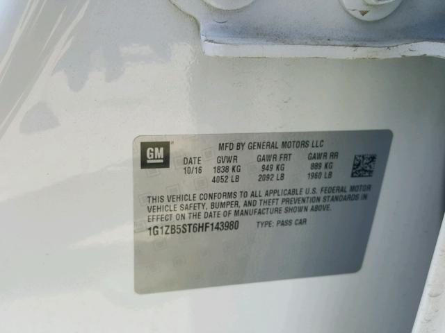 1G1ZB5ST6HF143980 - 2017 CHEVROLET MALIBU LS 白色 照片 10