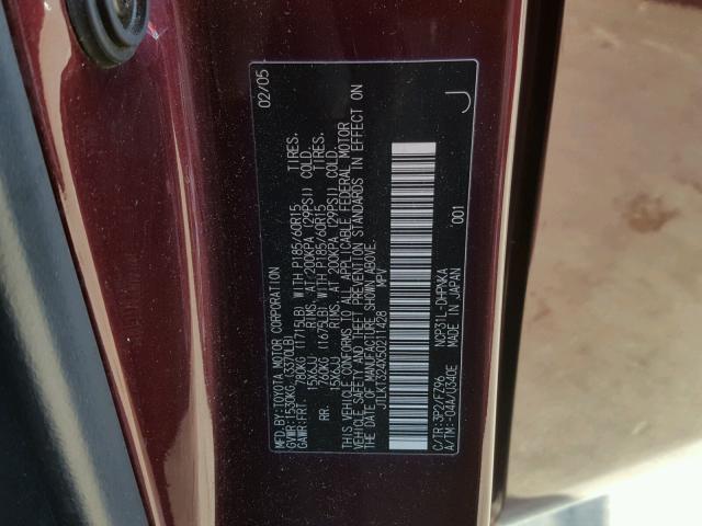 JTLKT324X50211428 - 2005 TOYOTA SCION XB ბურგუნდია ფოტო 10