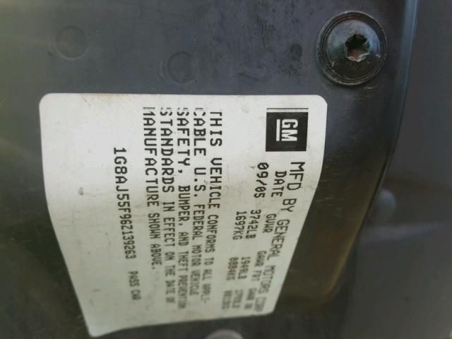 1G8AJ55F96Z139263 - 2006 SATURN ION LEVEL SILVER photo 10