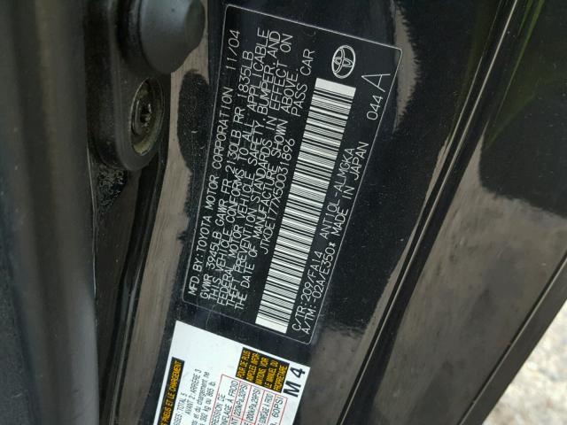 JTKDE177X50031896 - 2005 TOYOTA SCION TC შავი ფოტო 10