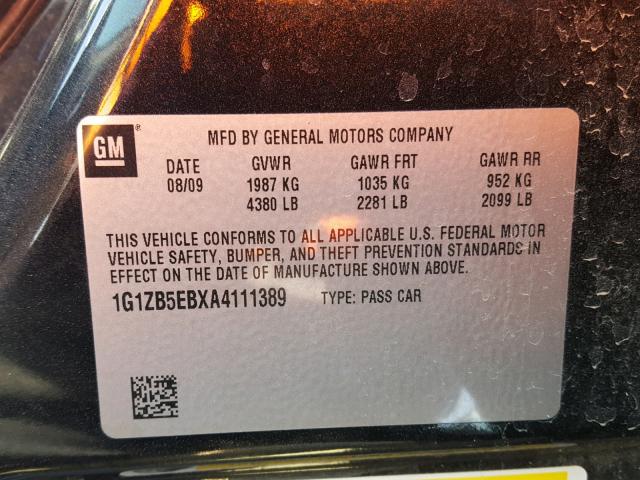 1G1ZB5EBXA4111389 - 2010 CHEVROLET MALIBU LS 黑色 照片 10