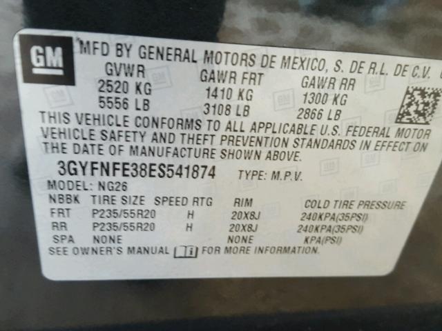 3GYFNFE38ES541874 - 2014 CADILLAC SRX PERFOR 灰色 照片 10