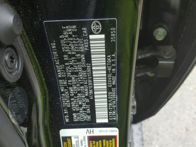 4T1BK1EB9FU159082 - 2015 TOYOTA AVALON XLE BLACK photo 10