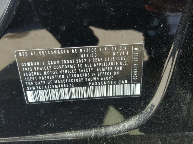 3VW2K7AJ2EM405572 - 2014 VOLKSWAGEN JETTA BASE 黑色 照片 10