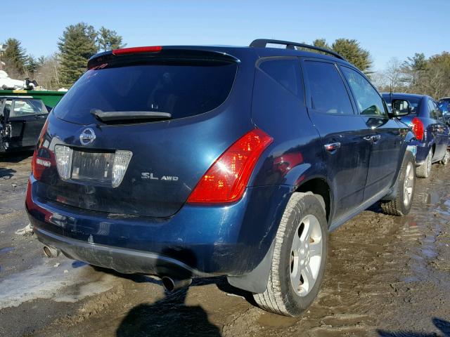 JN8AZ08W84W340815 - 2004 NISSAN MURANO SL BLUE photo 4