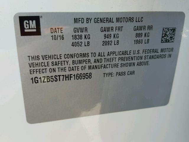 1G1ZB5ST7HF166958 - 2017 CHEVROLET MALIBU LS Ağ foto 10