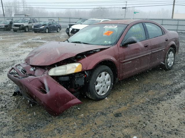 1B3EJ46X81N621488 - 2001 DODGE STRATUS SE MAROON photo 2