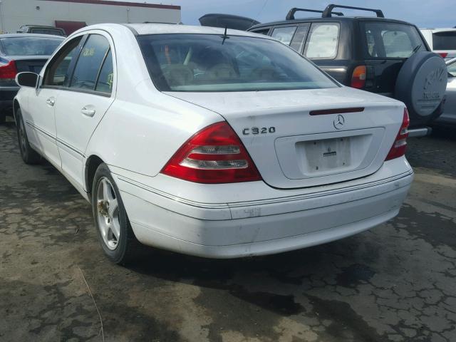 WDBRF64J21F074545 - 2001 MERCEDES-BENZ C320 WHITE photo 3