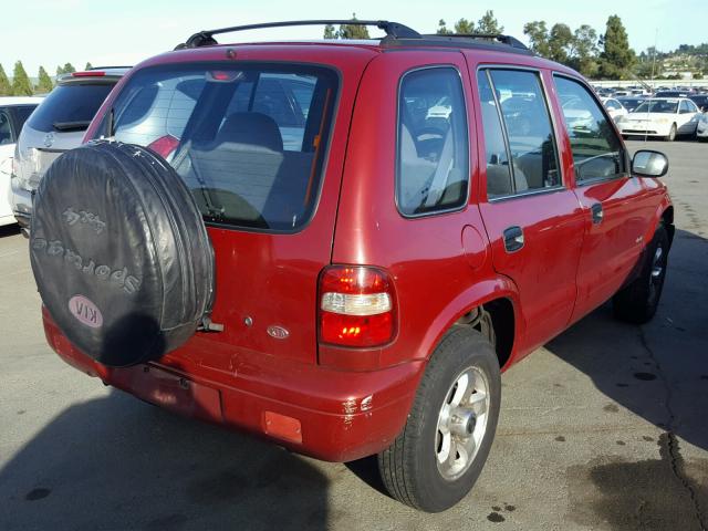 KNDJA7231Y5654196 - 2000 KIA SPORTAGE BURGUNDY photo 4