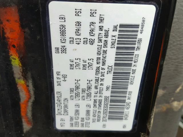 3D7KU26D63G822892 - 2003 DODGE RAM 2500 S BLACK photo 10