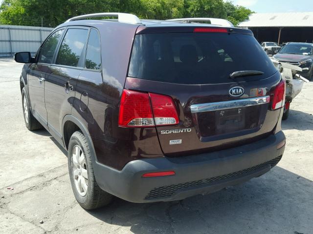 5XYKT4A20BG125682 - 2011 KIA SORENTO BA MAROON photo 3