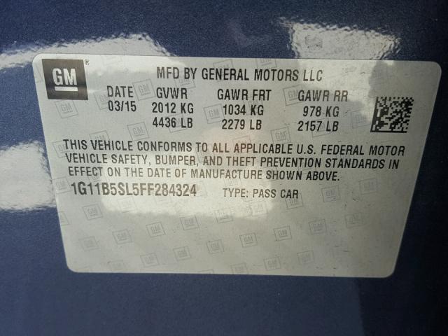 1G11B5SL5FF284324 - 2015 CHEVROLET MALIBU LS 蓝色 照片 10