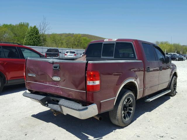 1FTPW12534KC48135 - 2004 FORD F150 2WD MAROON photo 4