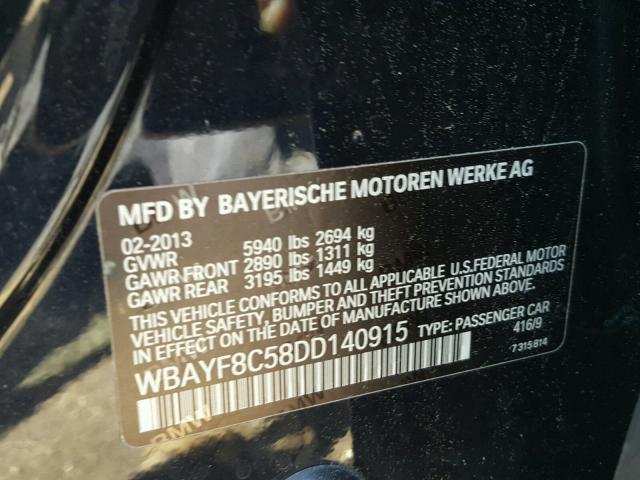 WBAYF8C58DD140915 - 2013 BMW 750LI XDRI BLACK photo 10