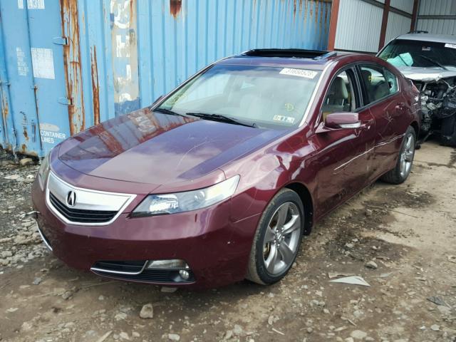 19UUA9F5XDA005553 - 2013 ACURA TL TECH BURGUNDY photo 2