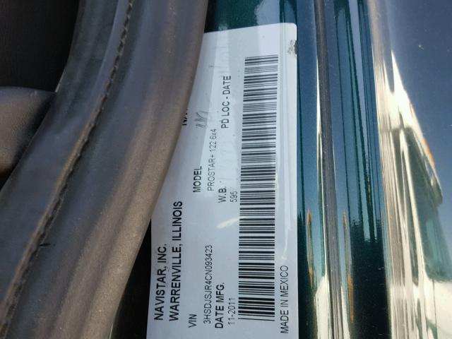 3HSDJSJR4CN093423 - 2012 INTERNATIONAL PROSTAR أخضر صورة 10