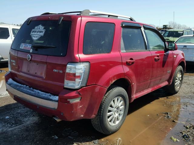 4M2CU97108KJ04356 - 2008 MERCURY MARINER PR RED photo 4