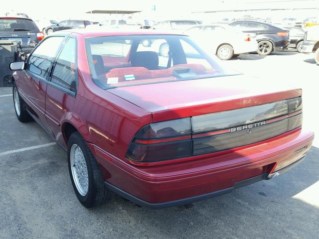 1G1LW13TXMY138989 - 1991 CHEVROLET BERETTA GT BURGUNDY photo 3