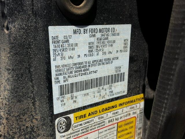 5LMJJ2JT2HEL07747 - 2017 LINCOLN NAVIGATOR 黑色 照片 10