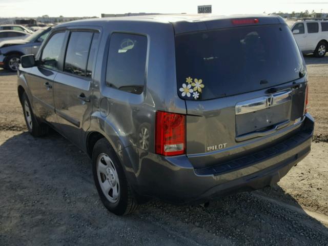 5FNYF3H21DB038000 - 2013 HONDA PILOT LX GRAY photo 3