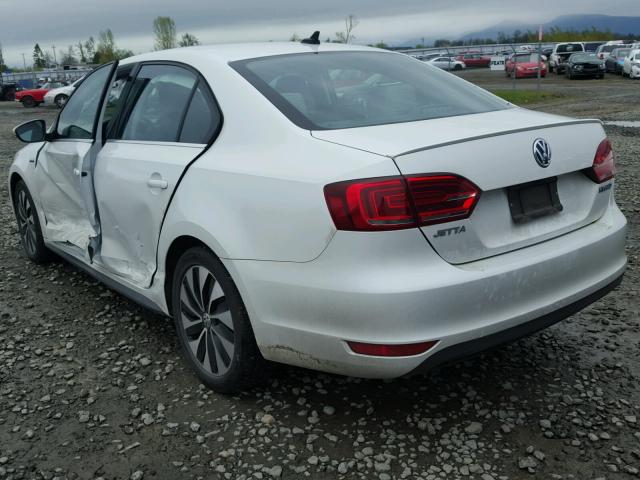 3VW637AJ1EM207127 - 2014 VOLKSWAGEN JETTA HYBR WHITE photo 3