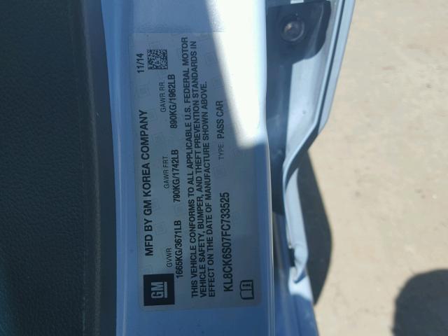 KL8CK6S07FC733525 - 2015 CHEVROLET SPARK EV 1 蓝色 照片 10